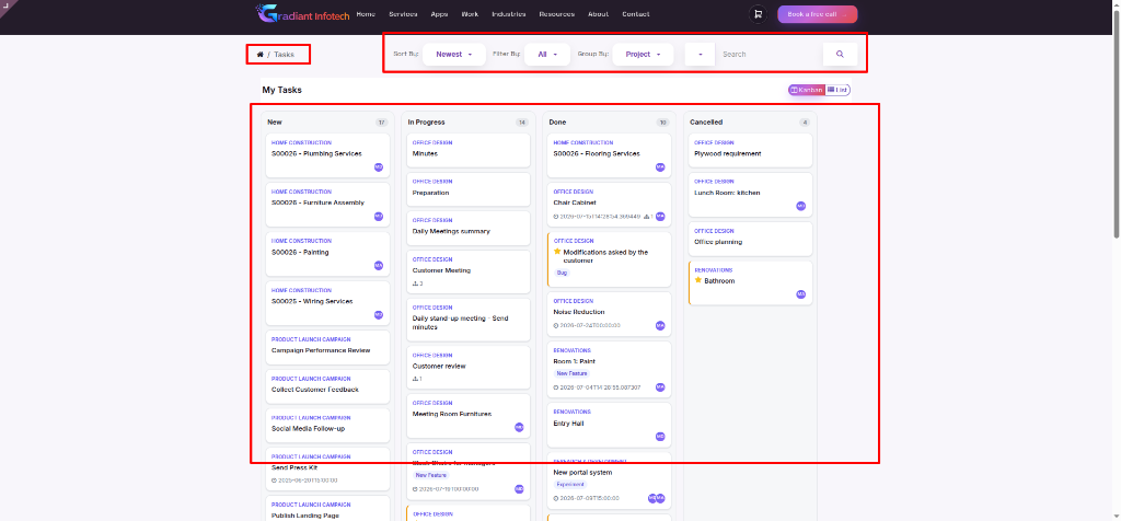 All Tasks Global Board View